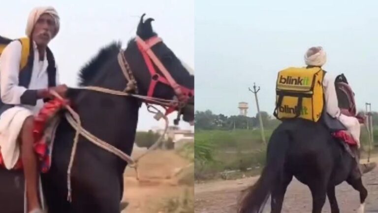 Blinkit horse delivery viral video